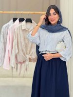 شومیز آستین پاگن گره ای کد 6740 - تصویر 2