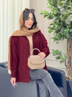 مانتو تک جیب آستین دو دکمه کد 6814 - تصویر 6
