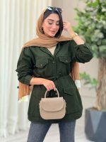 مانتو کتان کمرگت جیب پاکتی کد 6931 - تصویر 3