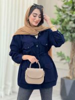 مانتو کتان کمرگت جیب پاکتی کد 6931 - تصویر 4