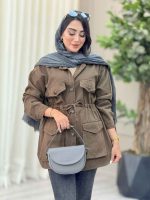 مانتو کتان کمرگت جیب پاکتی کد 6931 - تصویر 5