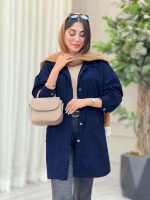 مانتو کتان بغل سه دکمه جیب پایین کد 6958 - تصویر 2