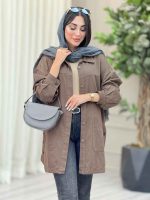 مانتو کتان بغل سه دکمه جیب پایین کد 6958 - تصویر 18