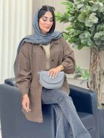 مانتو کتان بغل سه دکمه جیب پایین کد 6958 - تصویر 6