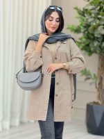 مانتو کتان بغل سه دکمه جیب پایین کد 6958 - تصویر 11