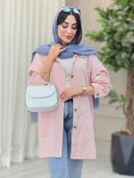 مانتو کتان بغل سه دکمه جیب پایین کد 6958 - تصویر 5