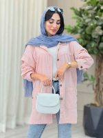 مانتو کتان بغل سه دکمه جیب پایین کد 6958 - تصویر 7