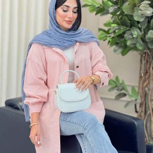 مانتو کتان بغل سه دکمه جیب پایین کد 6958