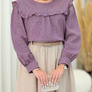 شومیز طرح گل ژیله دار کد 6934