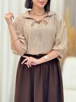 شومیز جلو بسته یقه بند دار کد 6659