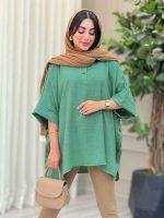 مانتو پانچ یقه دو دکمه هیما کد 6895 - تصویر 16