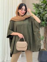 مانتو پانچ یقه دو دکمه هیما کد 6895 - تصویر 5