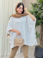 مانتو پانچ یقه دو دکمه هیما کد 6895 - تصویر 7