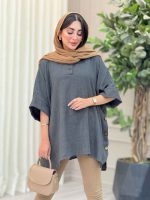 مانتو پانچ یقه دو دکمه هیما کد 6895 - تصویر 21