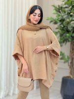 مانتو پانچ یقه دو دکمه هیما کد 6895 - تصویر 11