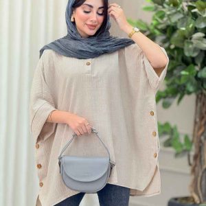 مانتو پانچ یقه دو دکمه هیما کد 6895