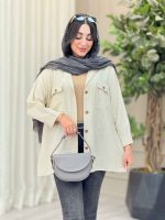 مانتو دو جیب آستین دکمه کد 4366 - تصویر 5