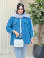 مانتو دو جیب آستین دکمه کد 4366 - تصویر 17