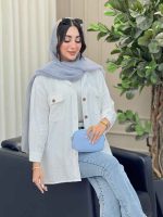 مانتو دو جیب آستین دکمه کد 4366 - تصویر 22