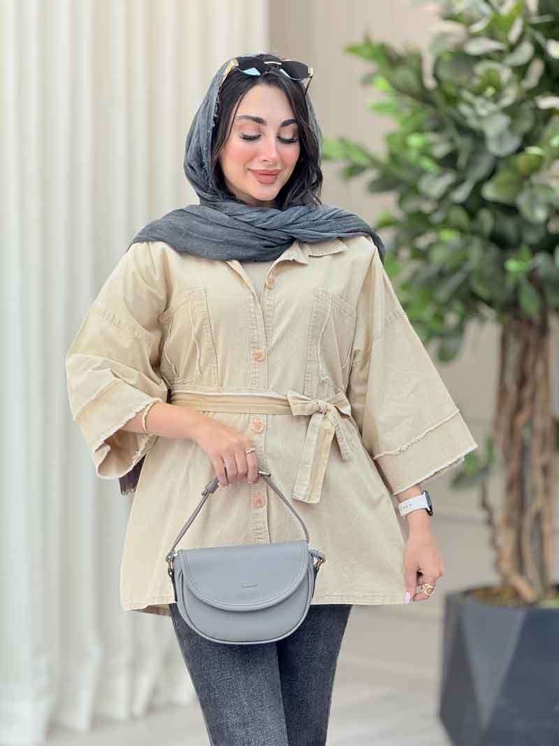 مانتو دو جیب ریش دار پروین کد 6677 مانتو دو جیب ریش دار پروین کد 6677