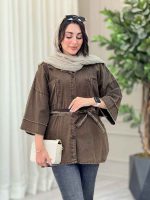 مانتو دو جیب ریش دار پروین کد 6677 - تصویر 2