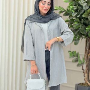 مانتو راه راه آستین پاکتی وینا کد 6909