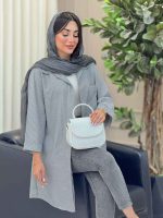 مانتو راه راه آستین پاکتی وینا کد 6909 - تصویر 5