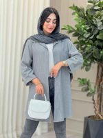 مانتو راه راه آستین پاکتی وینا کد 6909 - تصویر 17