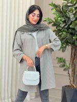 مانتو راه راه آستین پاکتی وینا کد 6909 - تصویر 9