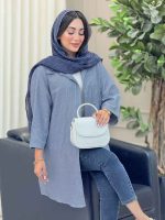 مانتو راه راه آستین پاکتی وینا کد 6909 - تصویر 2