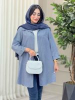 مانتو راه راه آستین پاکتی وینا کد 6909 - تصویر 12