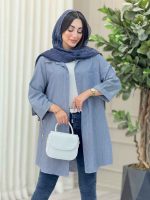 مانتو راه راه آستین پاکتی وینا کد 6909 - تصویر 18