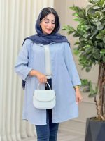 مانتو راه راه آستین پاکتی وینا کد 6909 - تصویر 8