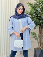 مانتو راه راه آستین پاکتی وینا کد 6909 - تصویر 4