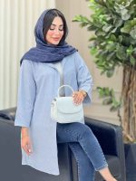 مانتو راه راه آستین پاکتی وینا کد 6909 - تصویر 10
