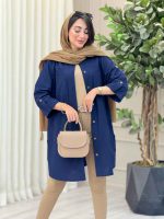 مانتو بغل سه دکمه جیب دوبل کد 6907 - تصویر 2