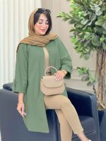 مانتو بغل سه دکمه جیب دوبل کد 6907 - تصویر 5