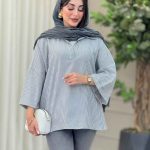 مانتو جلو بسته راه راه هلنا کد 6915