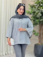 مانتو جلو بسته راه راه هلنا کد 6915