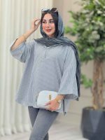 مانتو جلو بسته راه راه هلنا کد 6915 - تصویر 5