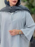 مانتو جلو بسته راه راه هلنا کد 6915 - تصویر 4