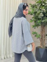 مانتو جلو بسته راه راه هلنا کد 6915 - تصویر 2