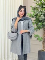 مانتو راه راه بغل سه دکمه تک جیب کد 6908