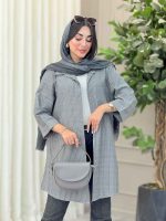 مانتو راه راه بغل سه دکمه تک جیب کد 6908 - تصویر 5