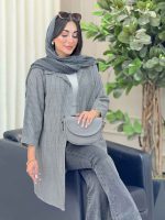 مانتو راه راه بغل سه دکمه تک جیب کد 6908 - تصویر 10