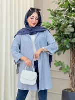 مانتو راه راه بغل سه دکمه تک جیب کد 6908 - تصویر 11