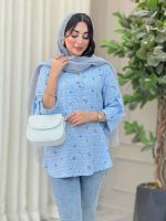 شومیز سه دکمه طرح گل کد 6439 - تصویر 5