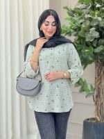 شومیز سه دکمه طرح گل کد 6439 - تصویر 4