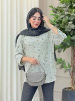شومیز سه دکمه طرح گل کد 6439 - تصویر 7