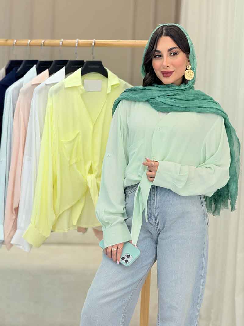 شومیز گره ای تک جیب آیرا کد 6860 شومیز گره ای تک جیب آیرا کد 6860